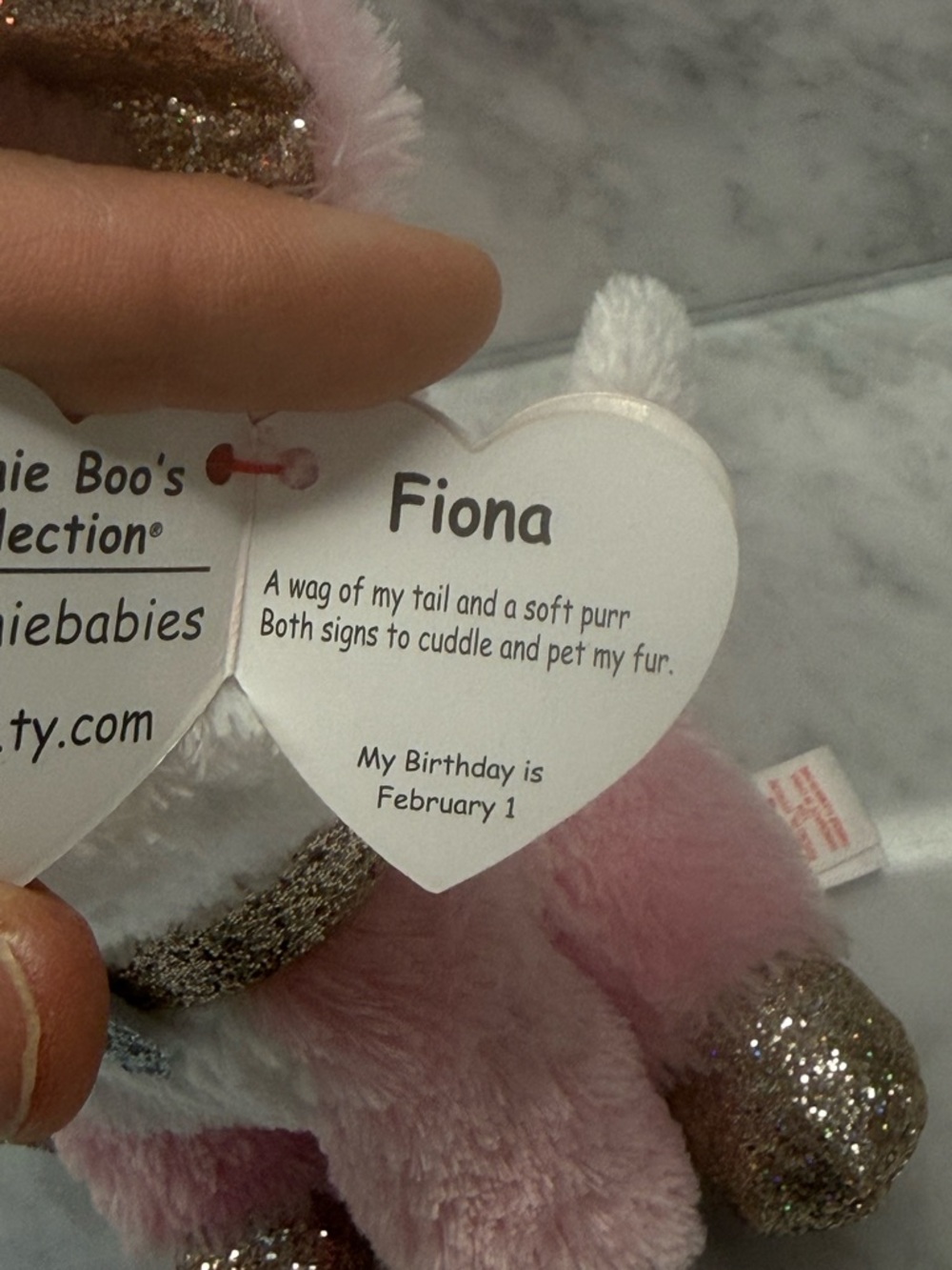 Fiona Ty Beanie Boos Kitty Cat Pink Glitter NWT - Picture 4 of 4